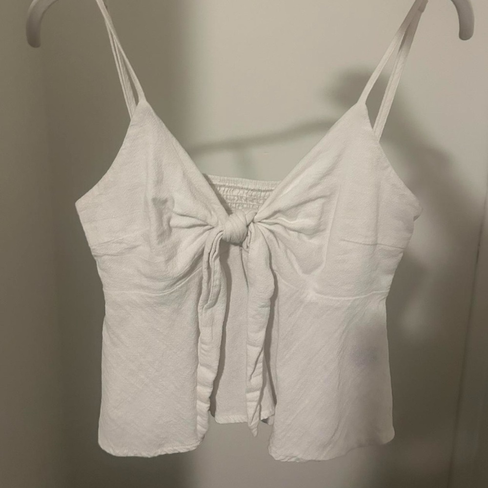 White Tie-Front Women’s Top